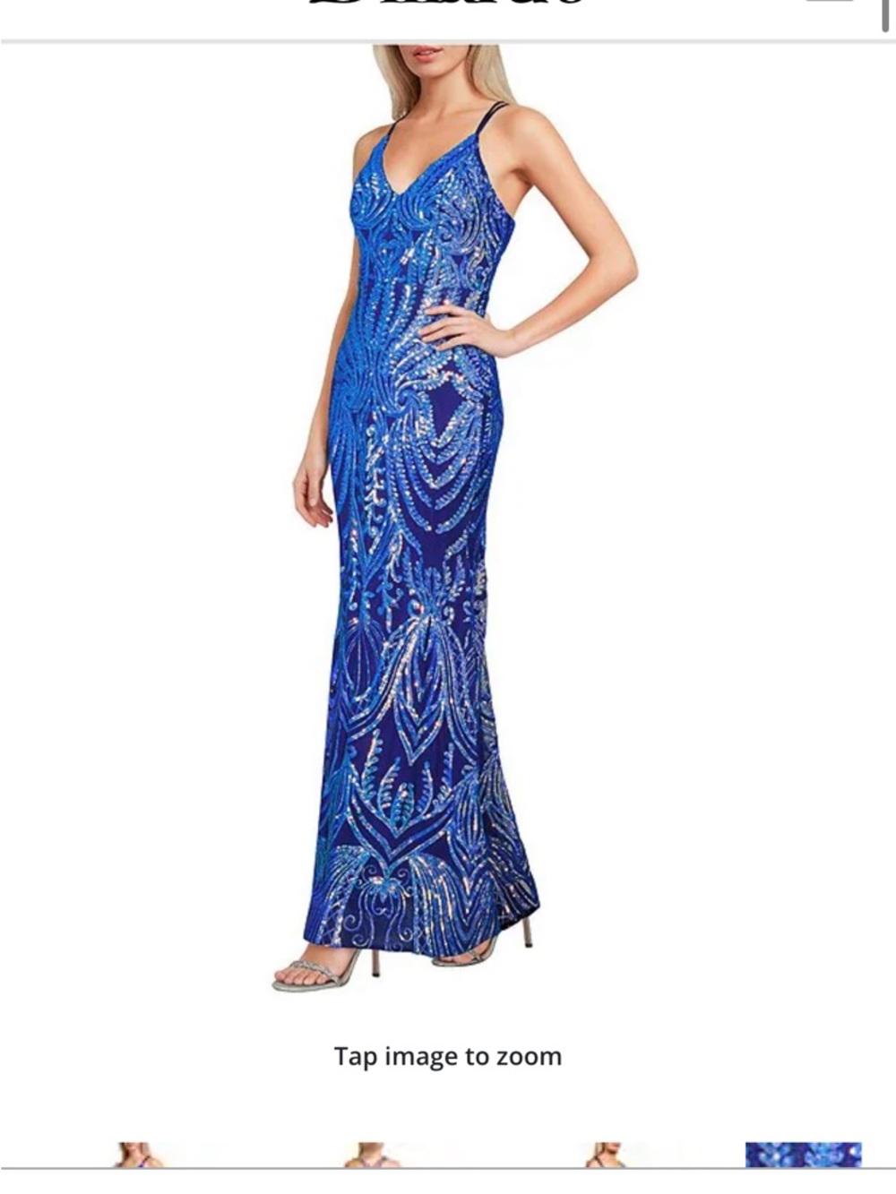 Royal Blue Sequin Evening Gown with Intricate Beading